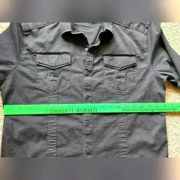 7 DIAMONDS MEN'S FITTED BLACK BUTTON-DOWN SHIRT. SIZE XL. - Picture 4 of 10